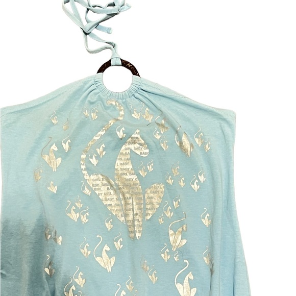 BABY BLUE HALTER SHIRT - Picture 2 of 2